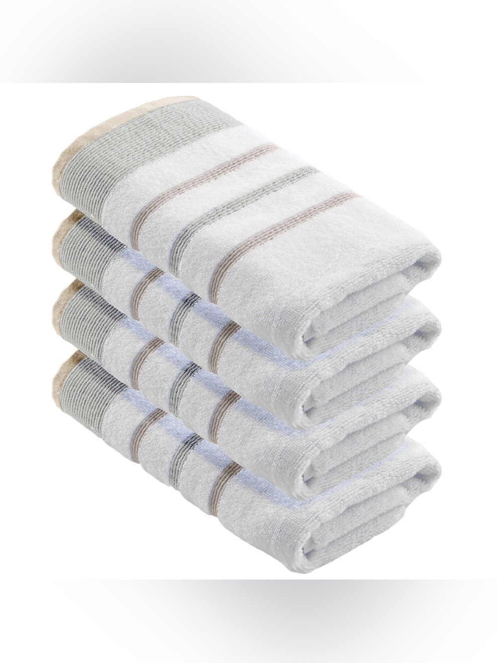 Great bay home Decorative Cotton Stripe Bath Towel Set Noelle glacier gray